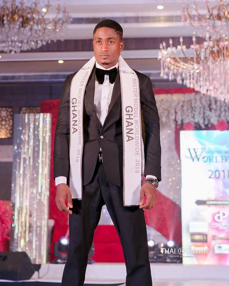 Mr Ghana, Yoni Ahafia while walking down the runway during the formal wear segment of Mister Model Worldwide 2018 contest. Picture by Thai Runway / Sunya Yamaka. 