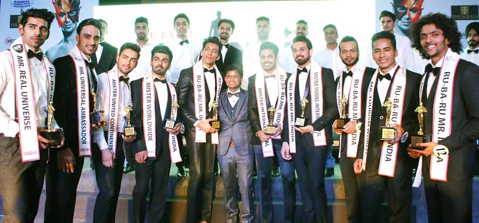 Sandeep Kumar with the winners of Rubaru Mister India 2016 at the Anya Hotel.